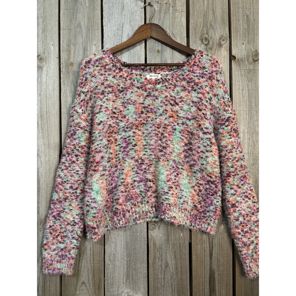 Miracle USA‎ Chunky Multicolor Knit Sweater • Cropped Boxy Fit • Tagged Small